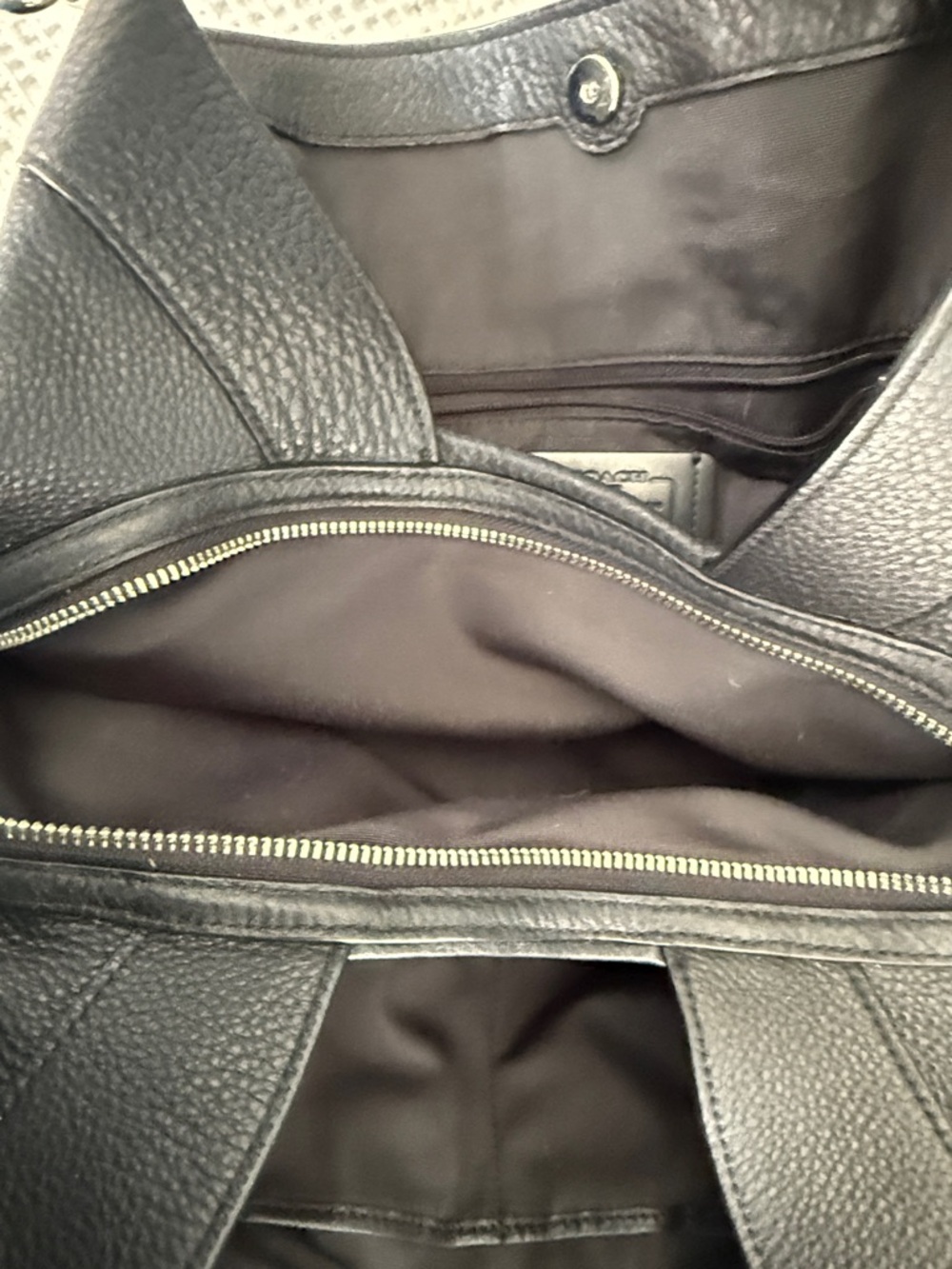 Coach Black Pebbled Leather Double-Strap Shoulder Tote - Picture 5 of 8